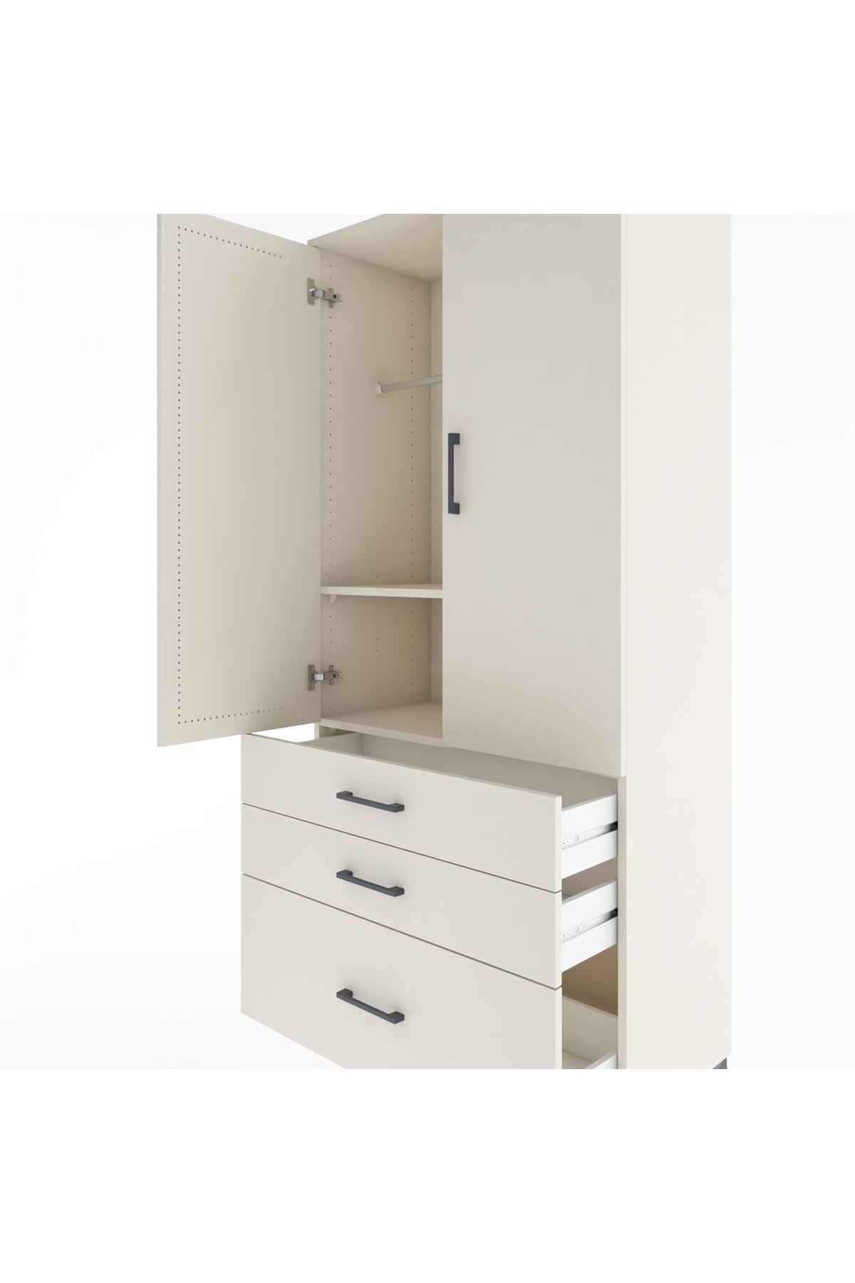 Hyperion Dolap 2 Raflı 3 Çekmeceli Tek Askılı 88x44x195 Aytaşı-Aytaşı