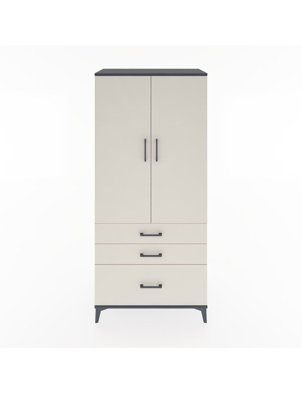 Hyperion Dolap 2 Raflı 3 Çekmeceli Tek Askılı 88x44x195 Antrasit-Aytaşı