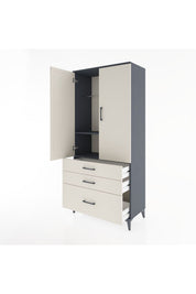 Hyperion Dolap 2 Raflı 3 Çekmeceli Tek Askılı 88x44x195 Antrasit-Aytaşı