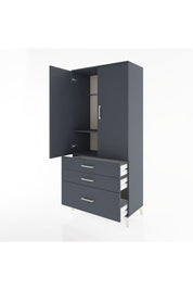 Hyperion Dolap 2 Raflı 3 Çekmeceli Tek Askılı 88x44x195 Antrasit-Antrasit