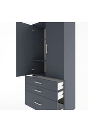 Hyperion Dolap 2 Raflı 3 Çekmeceli Tek Askılı 88x44x195 Antrasit-Antrasit