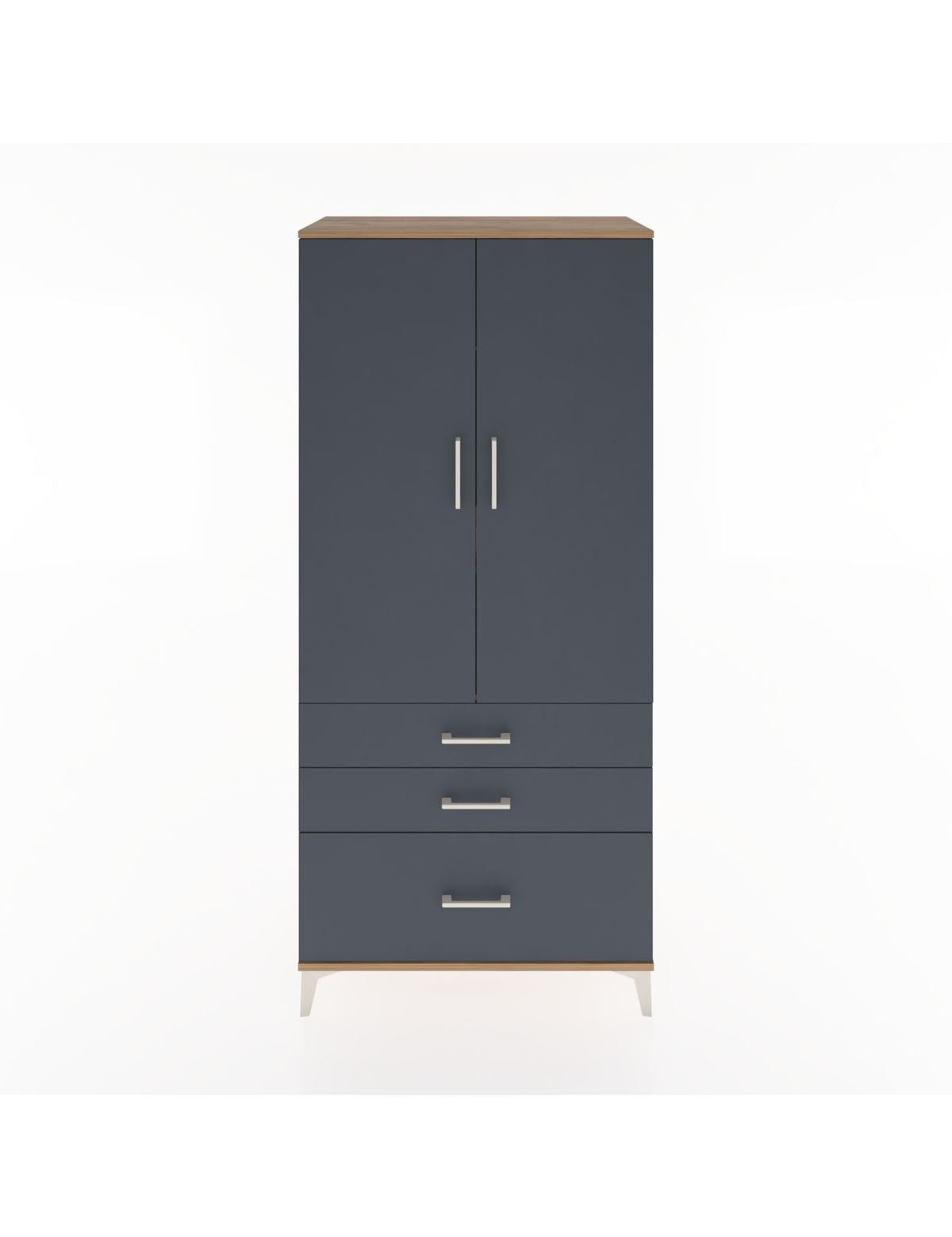 Hyperion Dolap 2 Raflı 3 Çekmeceli Tek Askılı 88x44x195 Çam-Antrasit