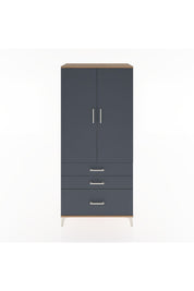 Hyperion Dolap 2 Raflı 3 Çekmeceli Tek Askılı 88x44x195 Çam-Antrasit