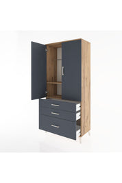 Hyperion Dolap 2 Raflı 3 Çekmeceli Tek Askılı 88x44x195 Çam-Antrasit
