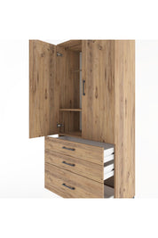 Hyperion Dolap 2 Raflı 3 Çekmeceli Tek Askılı 88x44x195 Çam-Çam