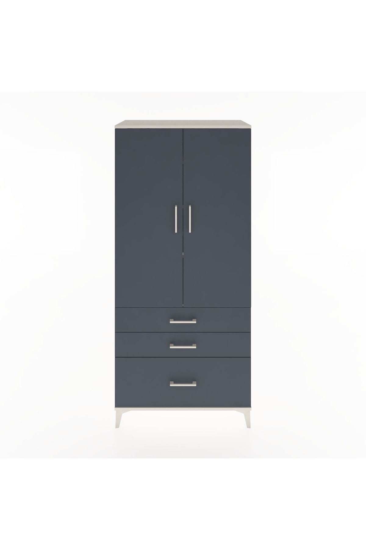 Hyperion Dolap 4 Raflı 3 Çekmeceli 2 Kapaklı 88x44x195 Aytaşı-Antrasit