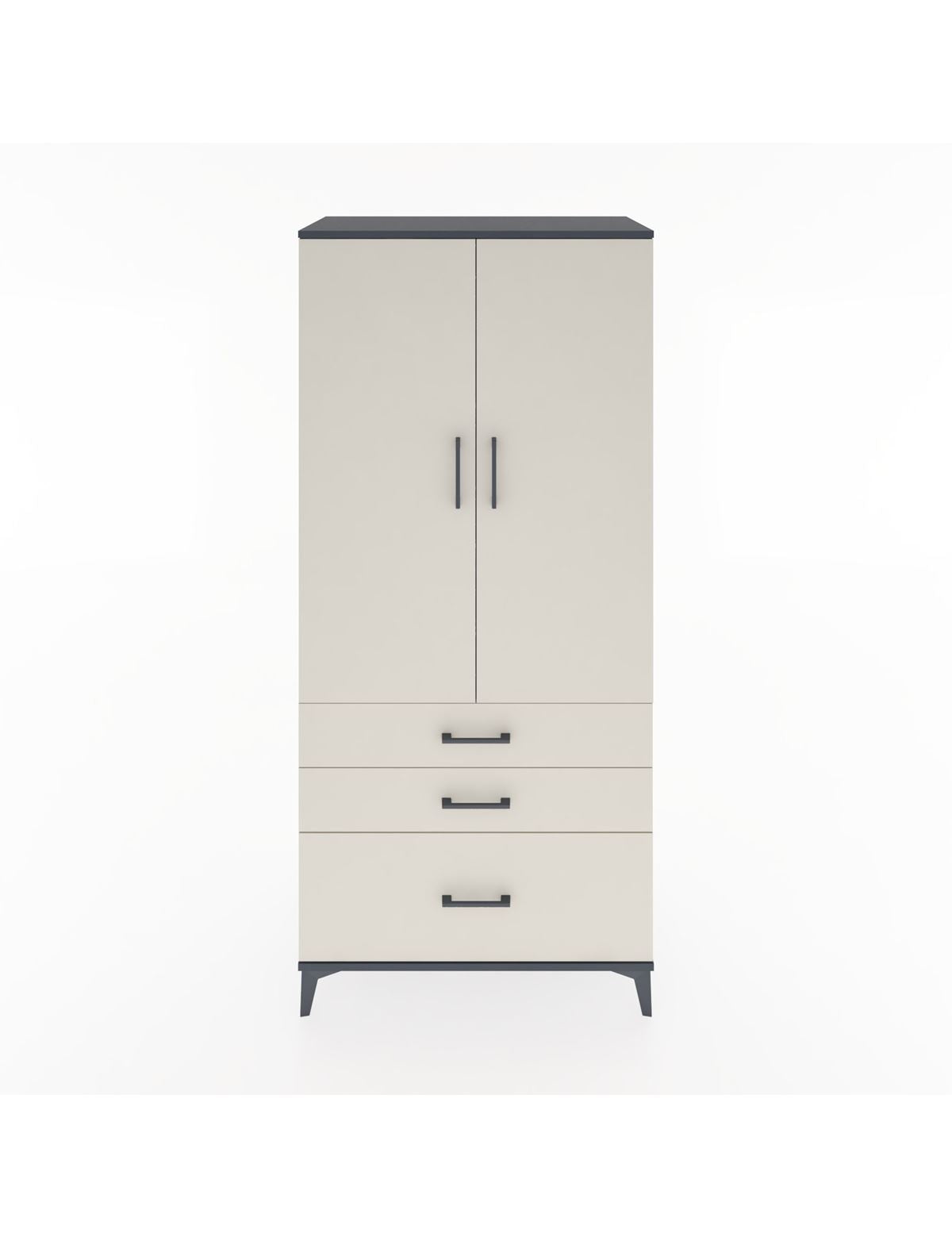 Hyperion Dolap 4 Raflı 3 Çekmeceli 2 Kapaklı 88x44x195 Antrasit-Aytaşı