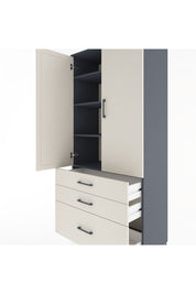 Hyperion Dolap 4 Raflı 3 Çekmeceli 2 Kapaklı 88x44x195 Antrasit-Aytaşı