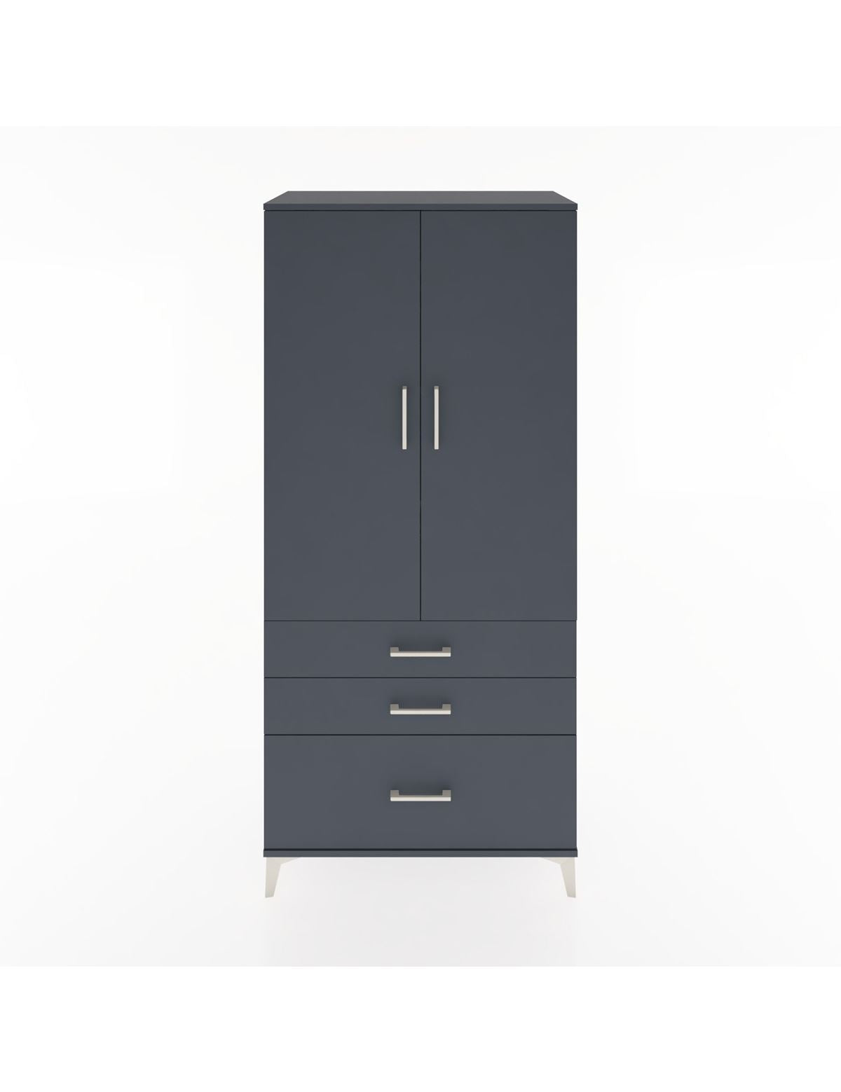 Hyperion Dolap 4 Raflı 3 Çekmeceli 2 Kapaklı 88x44x195 Antrasit-Antrasit