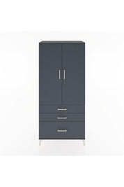 Hyperion Dolap 4 Raflı 3 Çekmeceli 2 Kapaklı 88x44x195 Antrasit-Antrasit