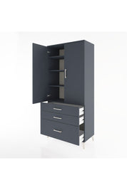 Hyperion Dolap 4 Raflı 3 Çekmeceli 2 Kapaklı 88x44x195 Antrasit-Antrasit