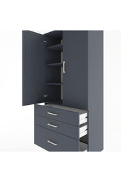 Hyperion Dolap 4 Raflı 3 Çekmeceli 2 Kapaklı 88x44x195 Antrasit-Antrasit