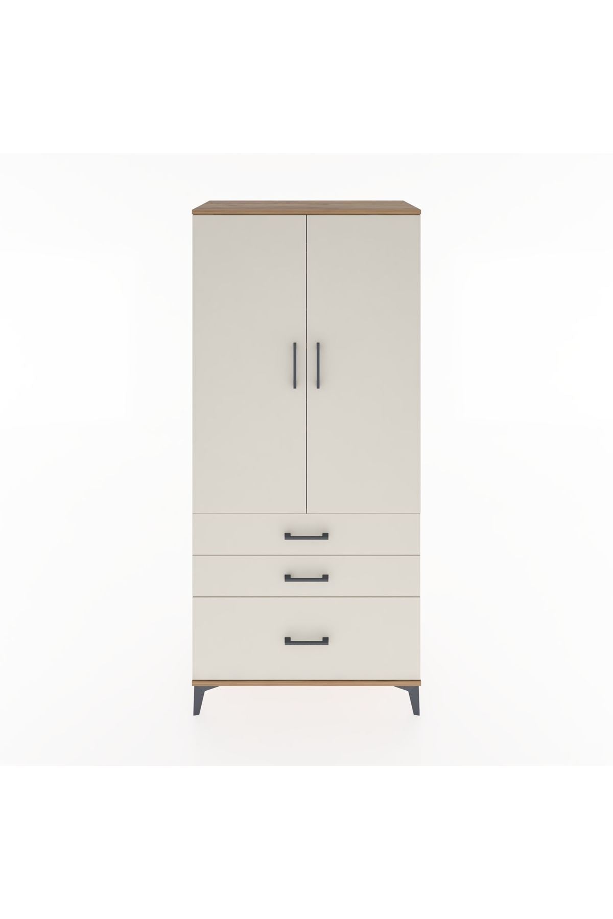 Hyperion Dolap 4 Raflı 3 Çekmeceli 2 Kapaklı 88x44x195 Çam-Aytaşı