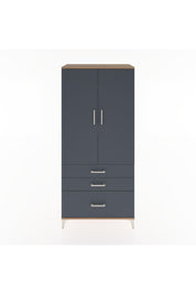 Hyperion Dolap 4 Raflı 3 Çekmeceli 2 Kapaklı 88x44x195 Çam-Antrasit