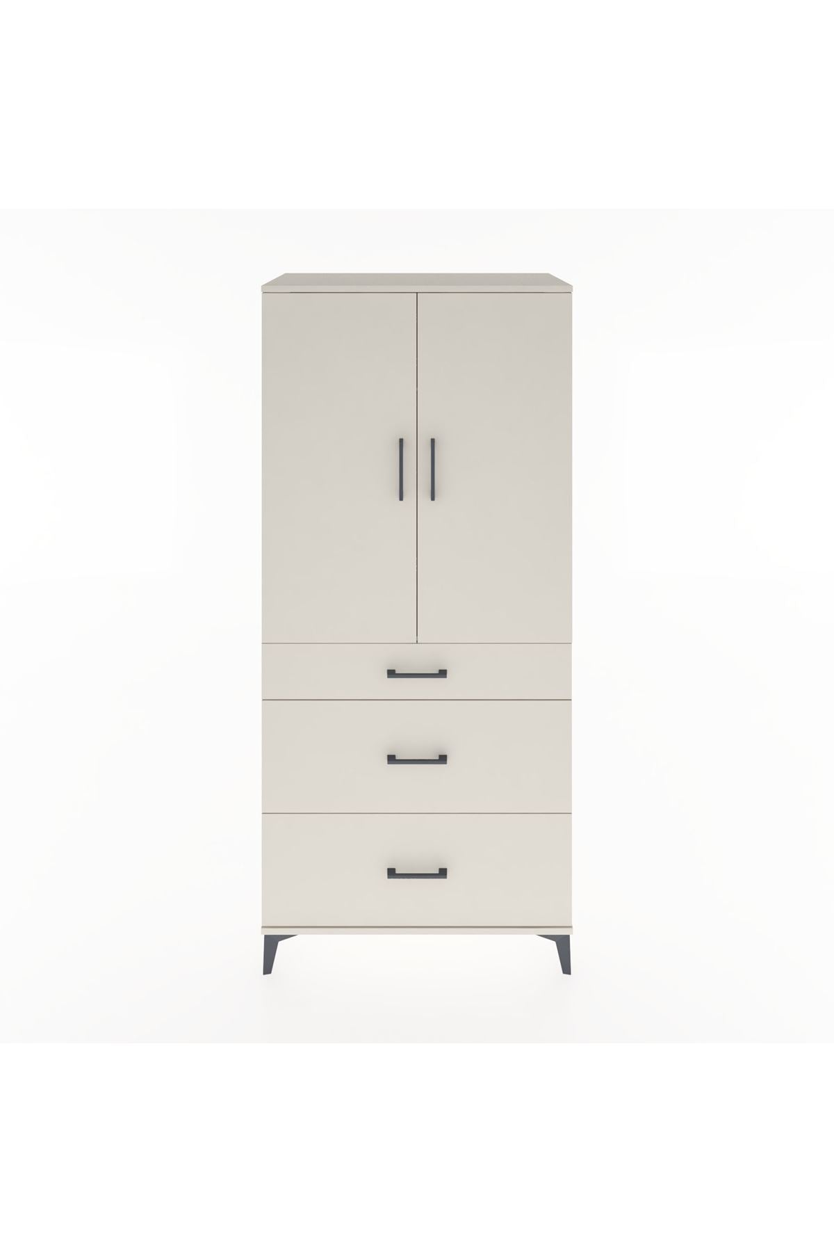 Hyperion Dolap Tek Raflı 3 Çekmeceli Tek Askılı 88x44x195 Aytaşı-Aytaşı