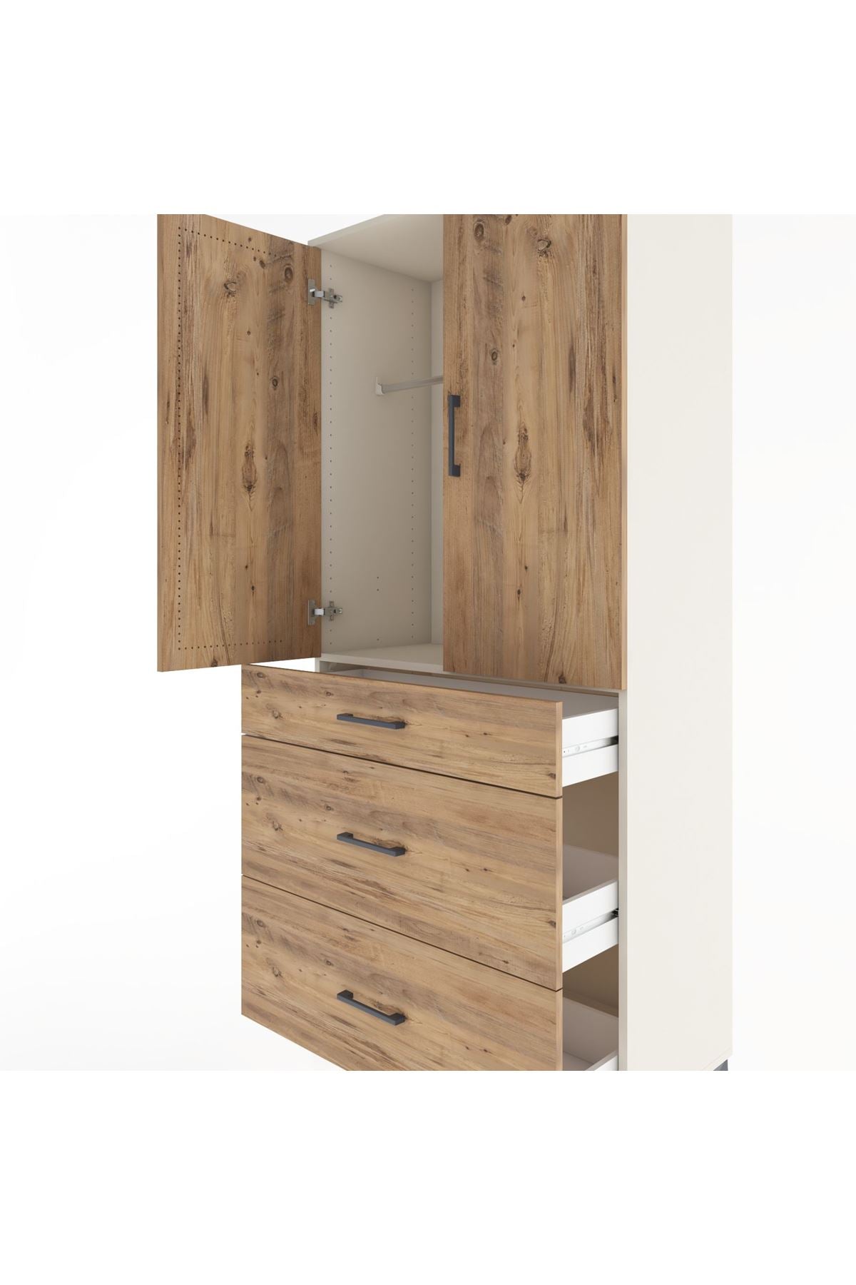 Hyperion Dolap Tek Raflı 3 Çekmeceli Tek Askılı 88x44x195 Aytaşı-Çam