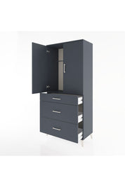 Hyperion Dolap Tek Raflı 3 Çekmeceli Tek Askılı 88x44x195 Antrasit-Antrasit