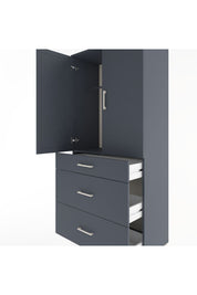 Hyperion Dolap Tek Raflı 3 Çekmeceli Tek Askılı 88x44x195 Antrasit-Antrasit