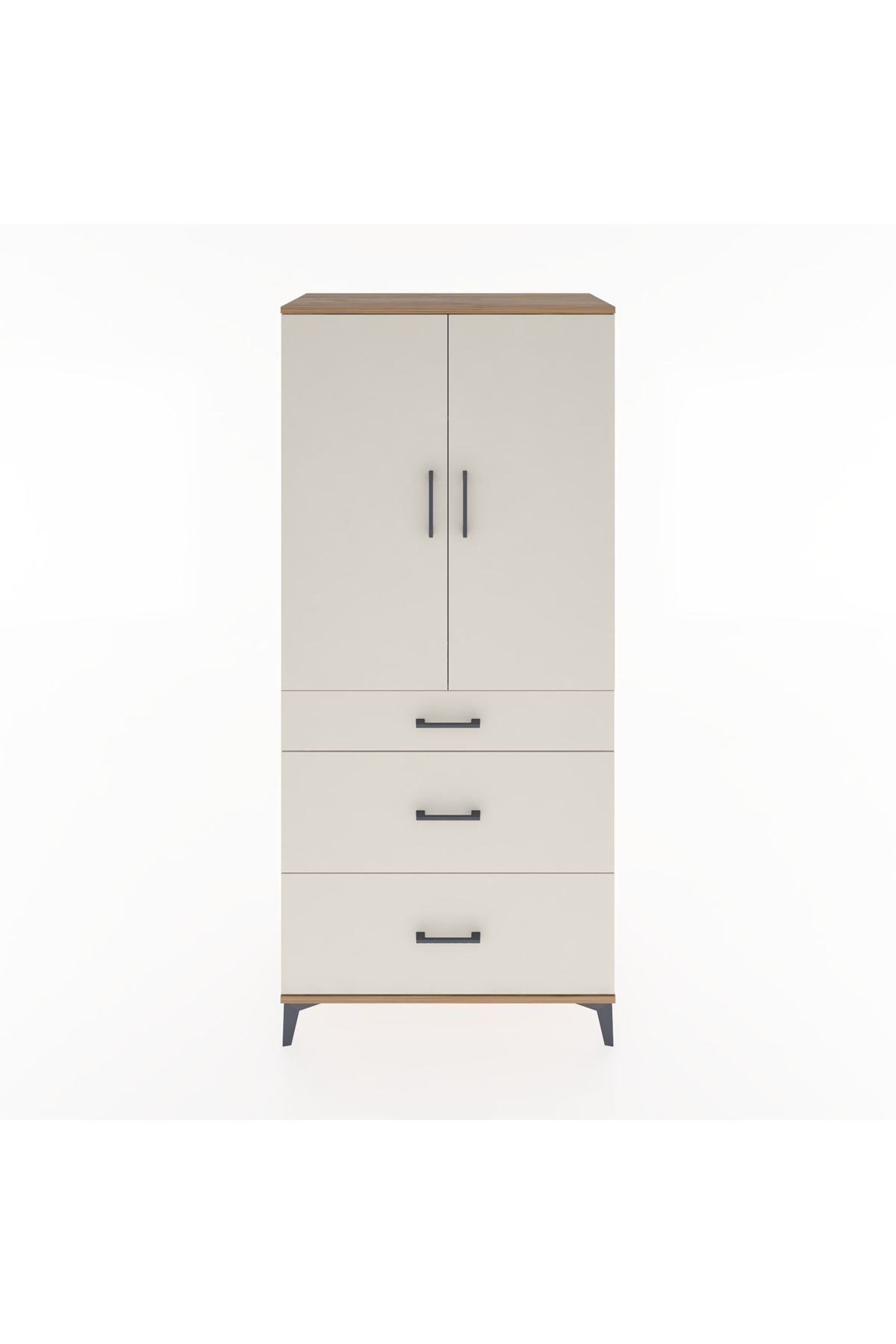 Hyperion Dolap Tek Raflı 3 Çekmeceli Tek Askılı 88x44x195 Çam-Aytaşı