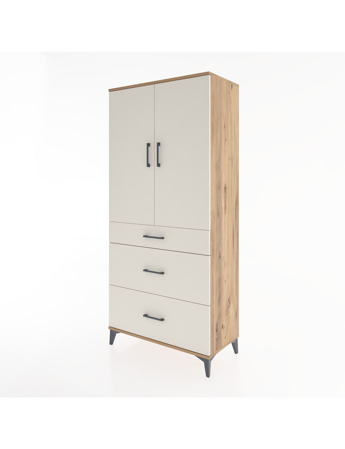 Hyperion Dolap Tek Raflı 3 Çekmeceli Tek Askılı 88x44x195 - S60M025V7B