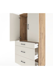 Hyperion Dolap Tek Raflı 3 Çekmeceli Tek Askılı 88x44x195 Çam-Aytaşı