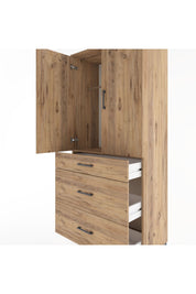 Hyperion Dolap Tek Raflı 3 Çekmeceli Tek Askılı 88x44x195 Çam-Çam