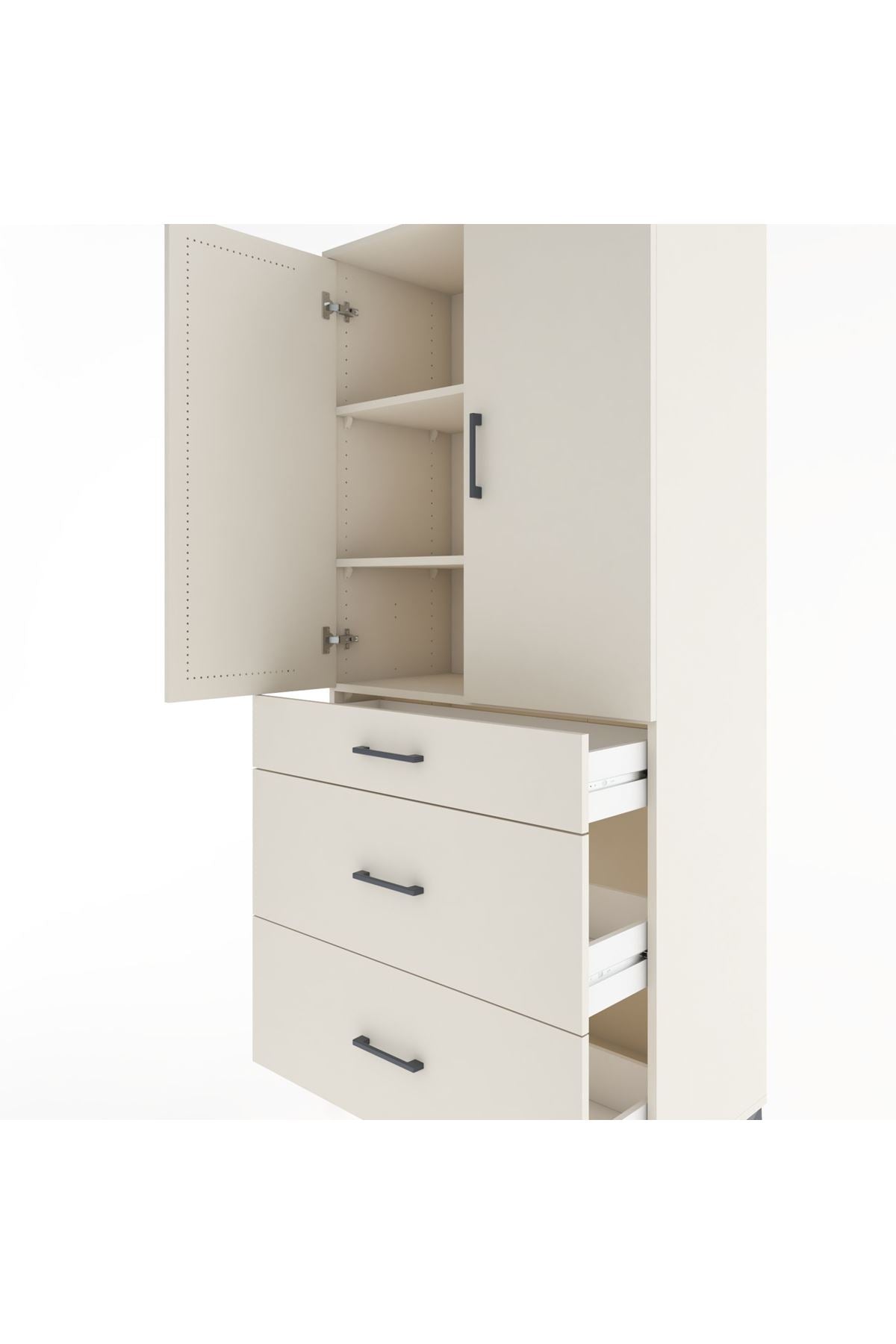 Hyperion Dolap 3 Raflı 3 Çekmeceli 2 Kapaklı 88x44x195 Aytaşı-Aytaşı