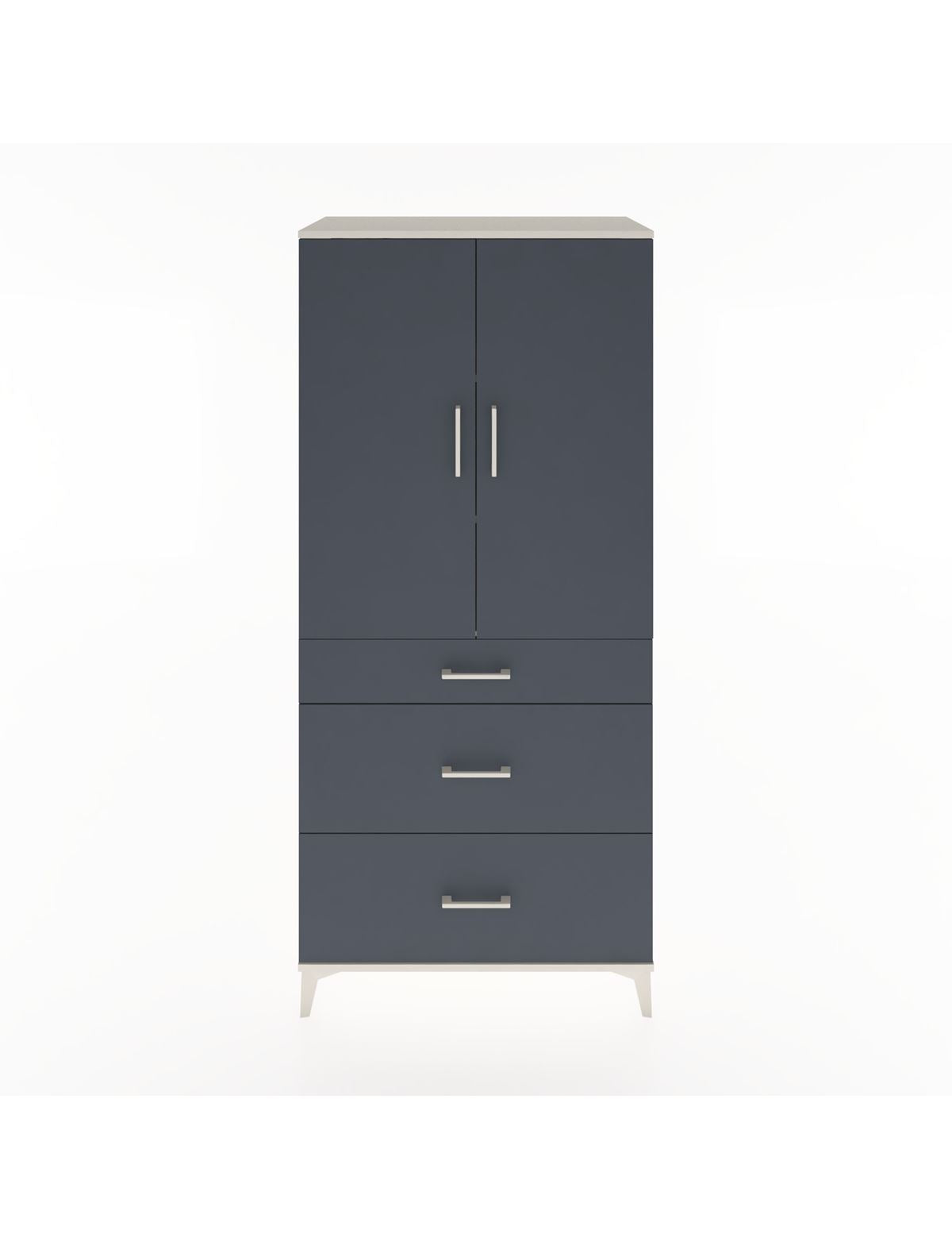 Hyperion Dolap 3 Raflı 3 Çekmeceli 2 Kapaklı 88x44x195 Aytaşı-Antrasit