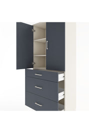 Hyperion Dolap 3 Raflı 3 Çekmeceli 2 Kapaklı 88x44x195 Aytaşı-Antrasit