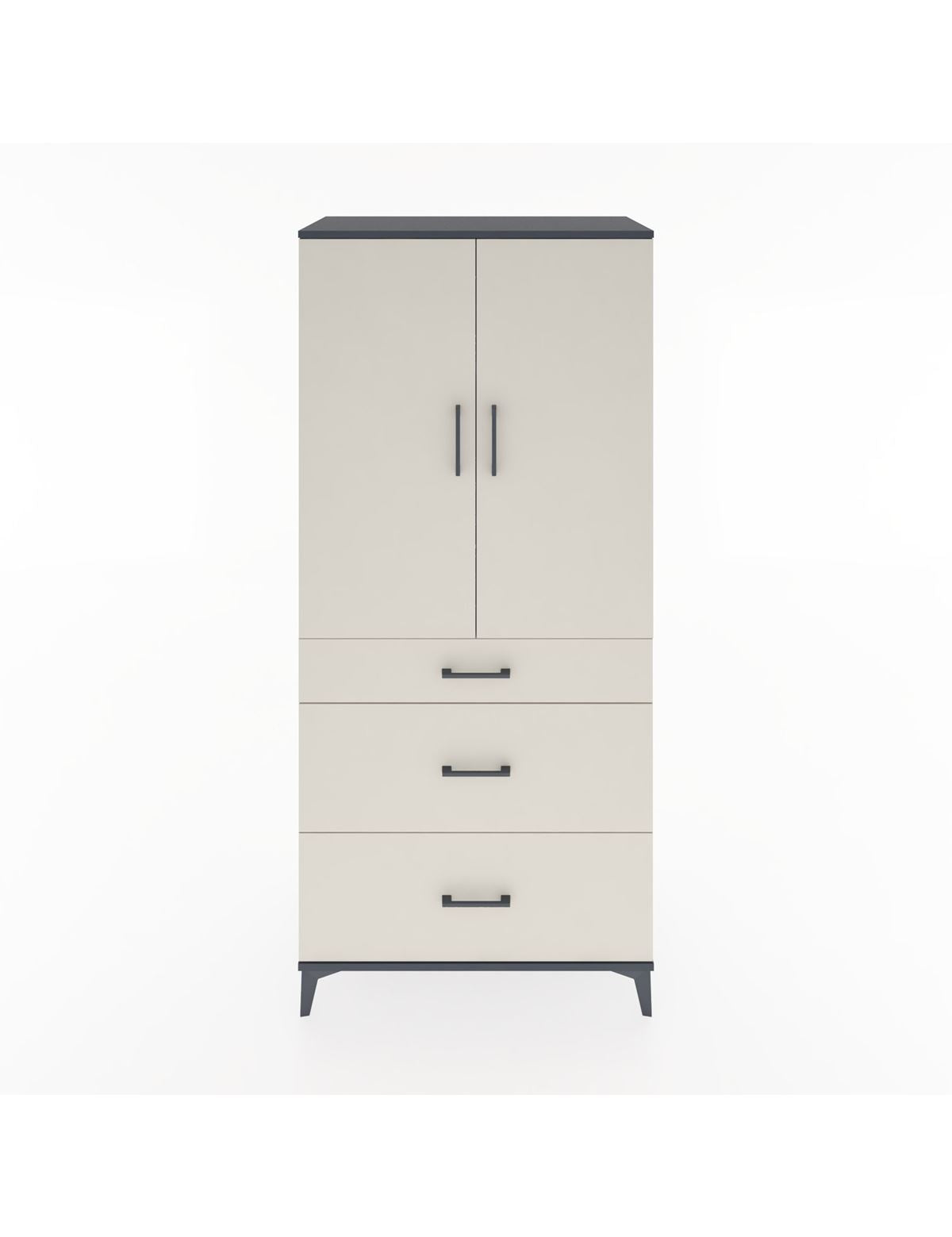 Hyperion Dolap 3 Raflı 3 Çekmeceli 2 Kapaklı 88x44x195 Antrasit-Aytaşı