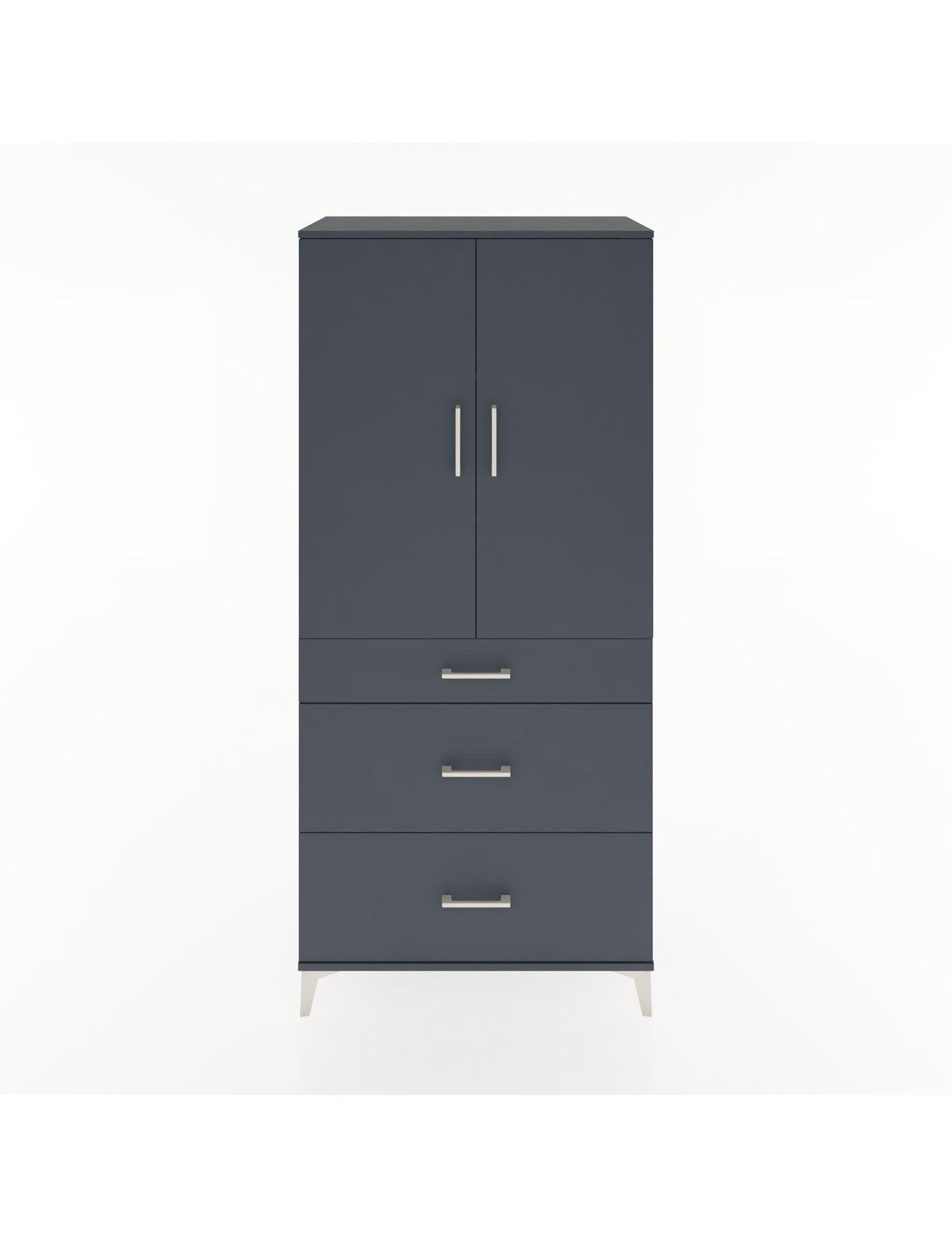 Hyperion Dolap 3 Raflı 3 Çekmeceli 2 Kapaklı 88x44x195 Antrasit-Antrasit