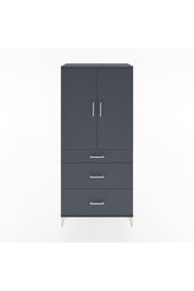 Hyperion Dolap 3 Raflı 3 Çekmeceli 2 Kapaklı 88x44x195 Antrasit-Antrasit