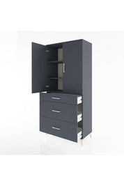 Hyperion Dolap 3 Raflı 3 Çekmeceli 2 Kapaklı 88x44x195 Antrasit-Antrasit