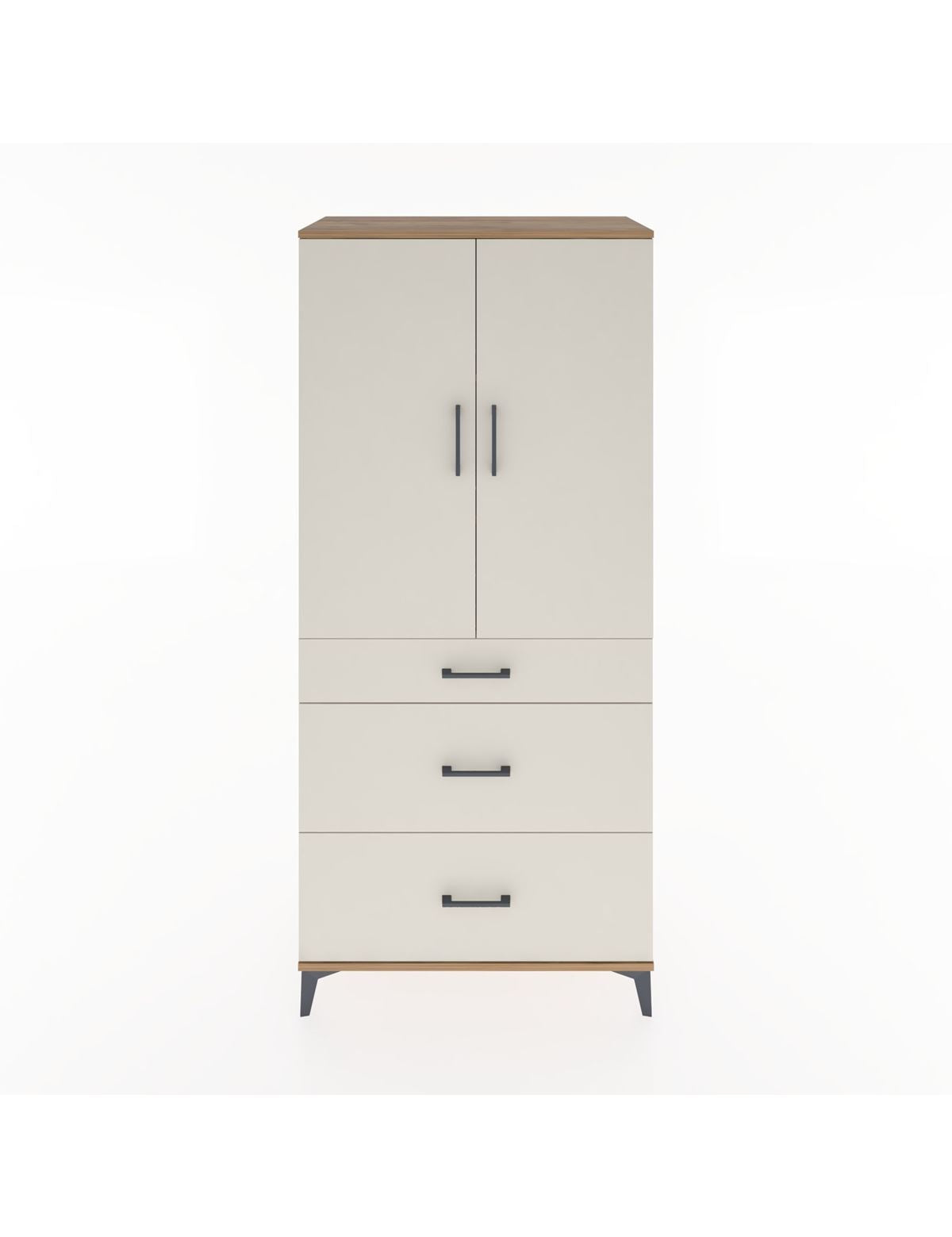 Hyperion Dolap 3 Raflı 3 Çekmeceli 2 Kapaklı 88x44x195 Çam-Aytaşı