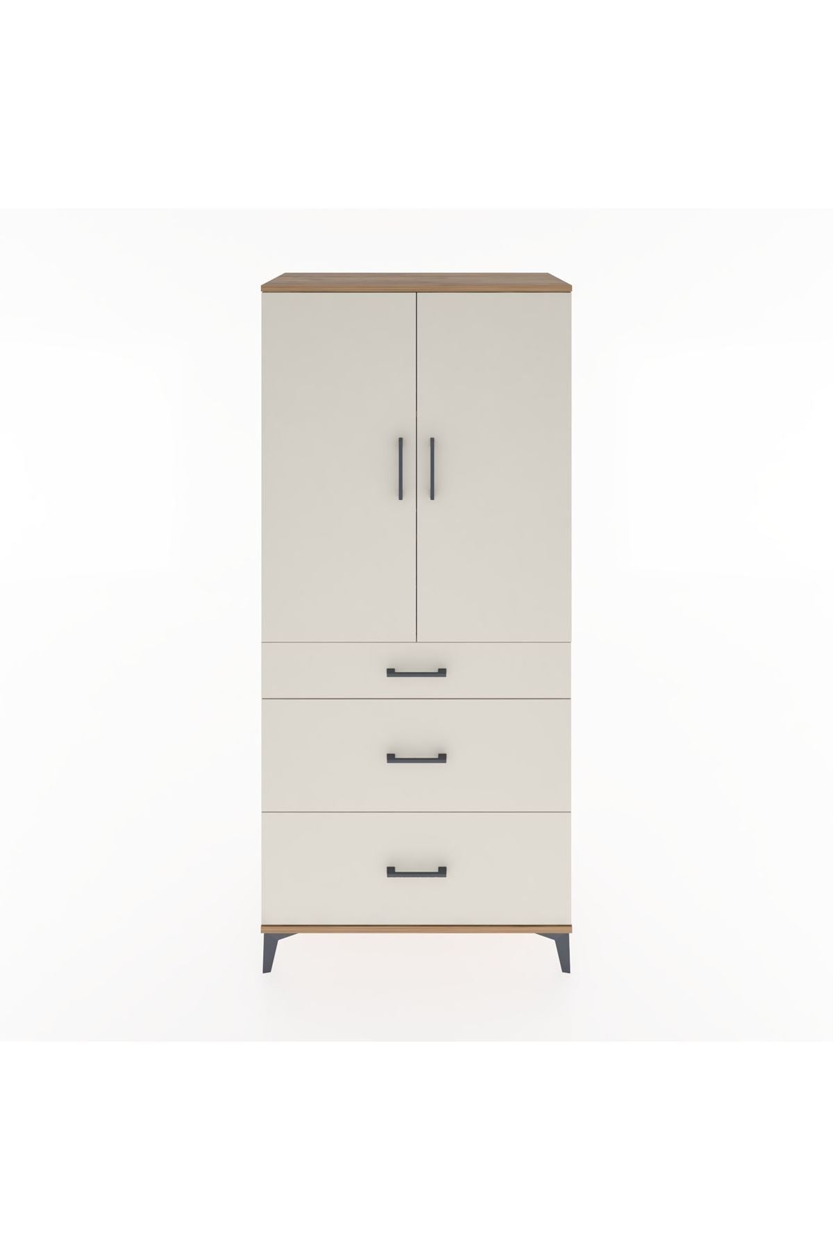 Hyperion Dolap 3 Raflı 3 Çekmeceli 2 Kapaklı 88x44x195 Çam-Aytaşı