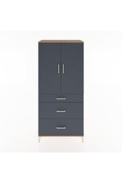 Hyperion Dolap 3 Raflı 3 Çekmeceli 2 Kapaklı 88x44x195 Çam-Antrasit