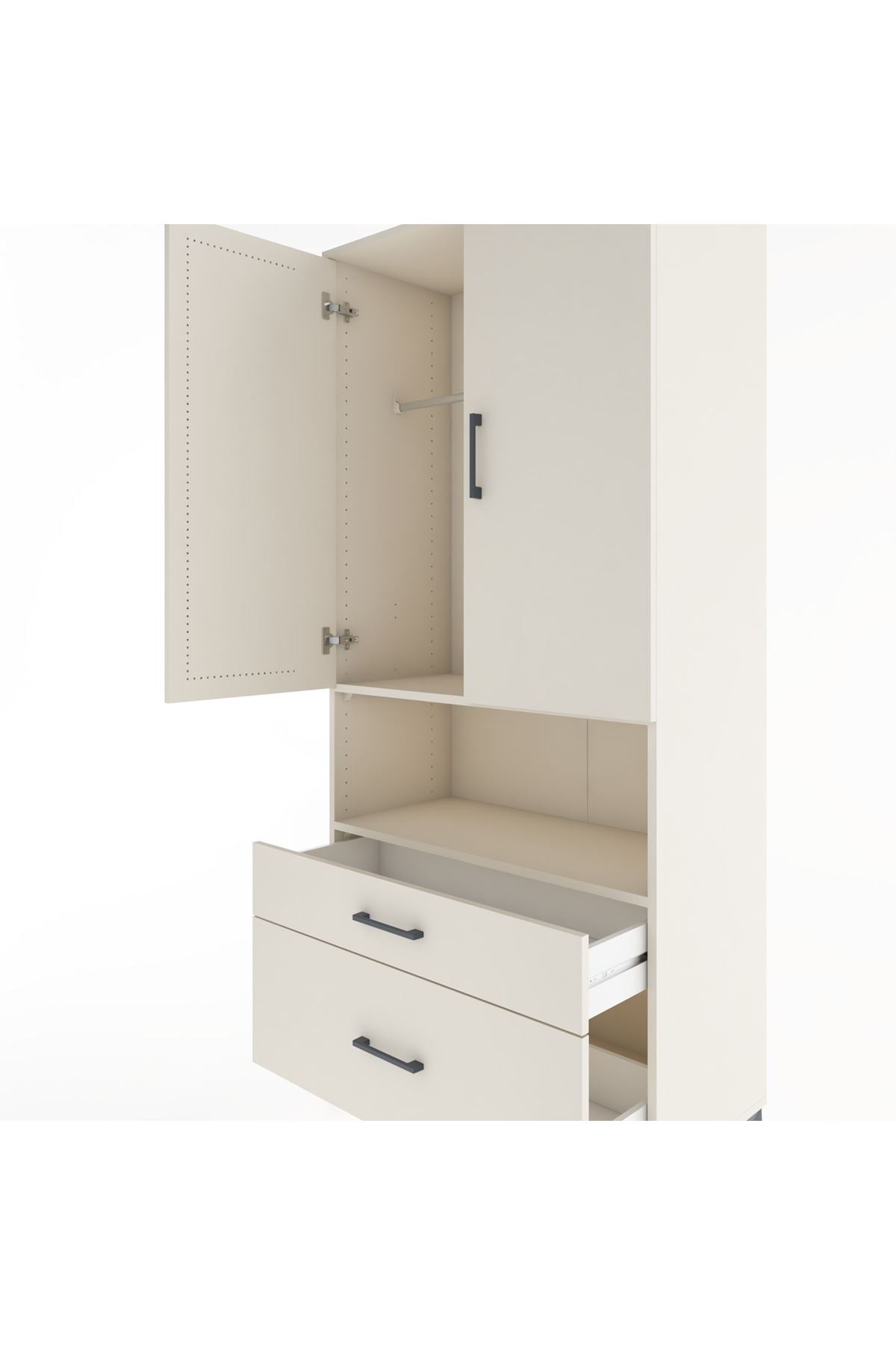 Hyperion Dolap 2 Raflı 2 Çekmeceli Tek Askılı 88x44x195 Aytaşı-Aytaşı