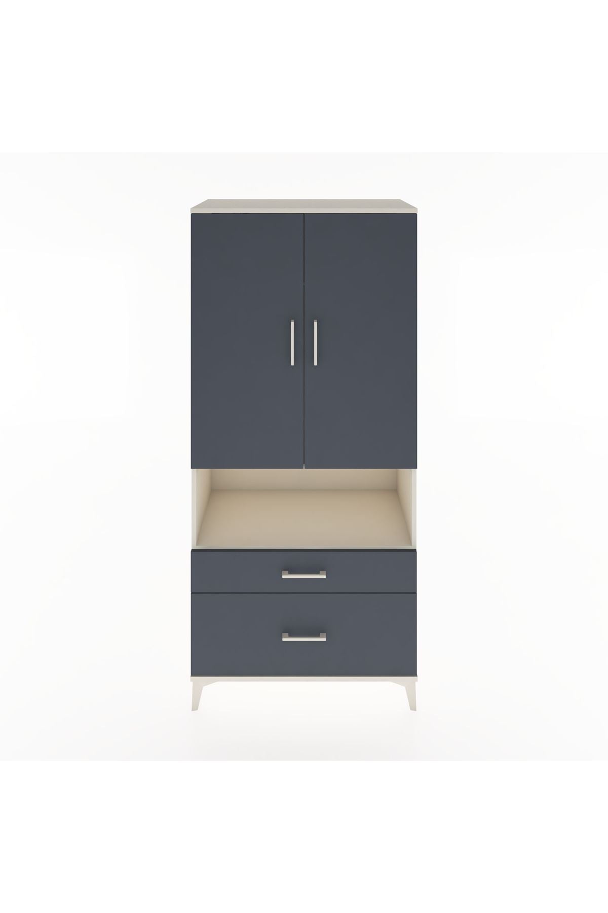 Hyperion Dolap 2 Raflı 2 Çekmeceli Tek Askılı 88x44x195 Aytaşı-Antrasit