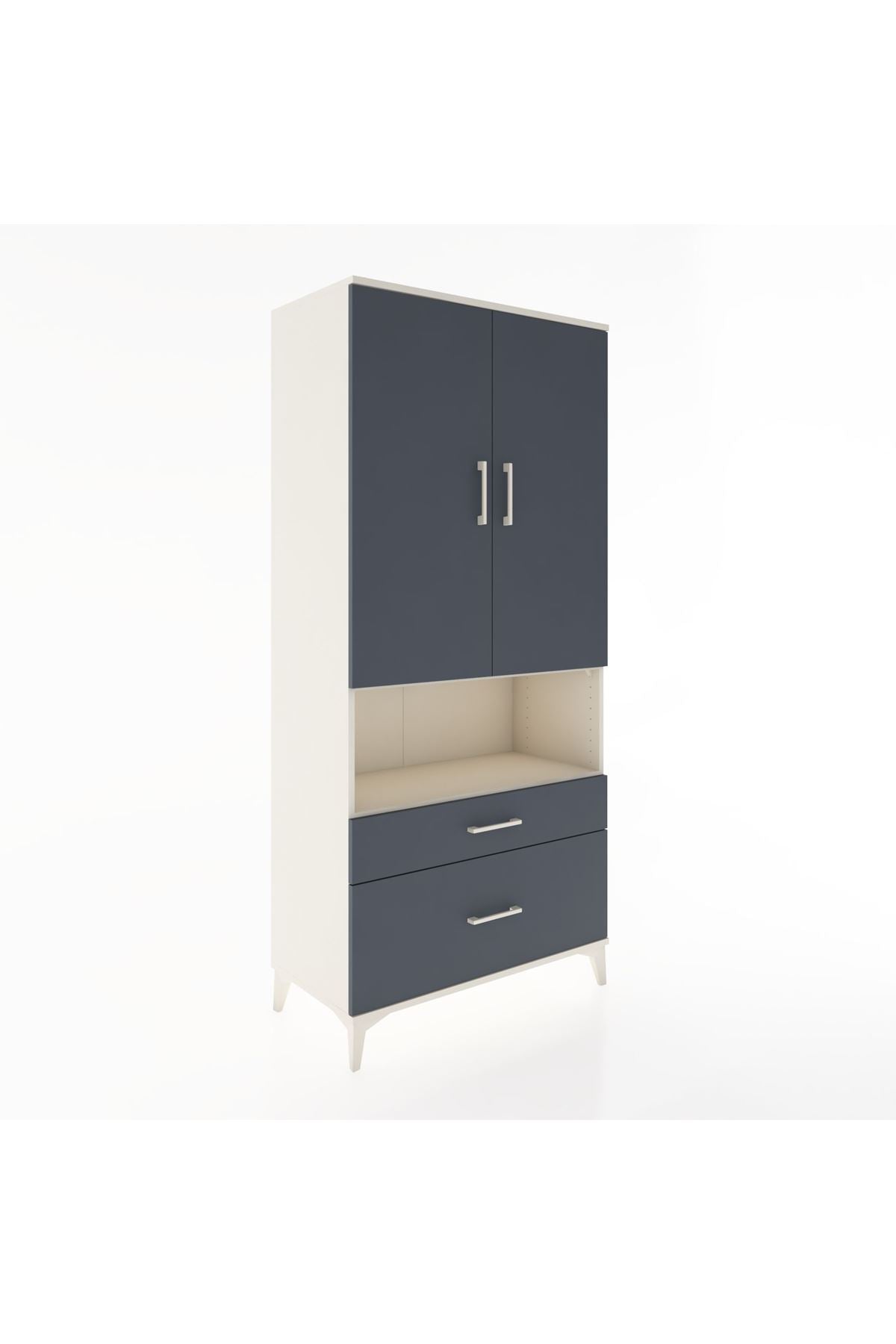 Hyperion Dolap 2 Raflı 2 Çekmeceli Tek Askılı 88x44x195 Aytaşı-Antrasit