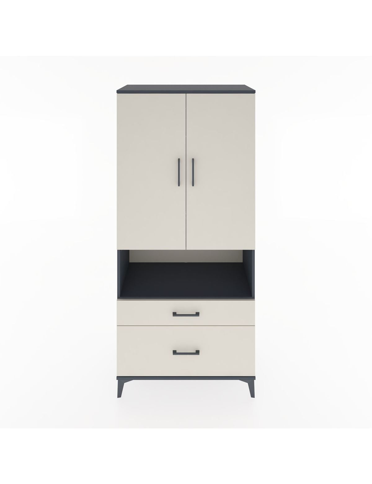 Hyperion Dolap 2 Raflı 2 Çekmeceli Tek Askılı 88x44x195 Antrasit-Aytaşı