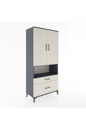 Hyperion Dolap 2 Raflı 2 Çekmeceli Tek Askılı 88x44x195 Antrasit-Aytaşı