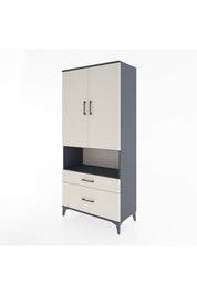 Hyperion Dolap 2 Raflı 2 Çekmeceli Tek Askılı 88x44x195 Antrasit-Aytaşı