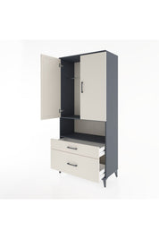 Hyperion Dolap 2 Raflı 2 Çekmeceli Tek Askılı 88x44x195 Antrasit-Aytaşı