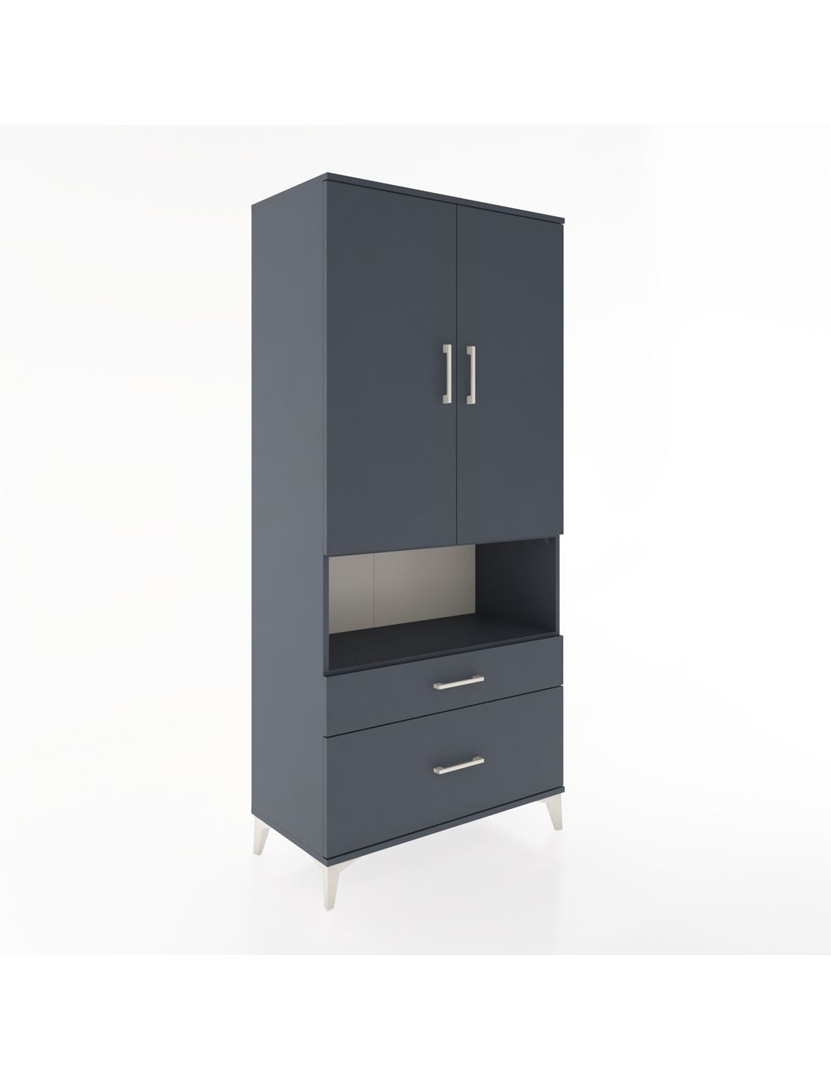 Hyperion Dolap 2 Raflı 2 Çekmeceli Tek Askılı 88x44x195 Antrasit-Antrasit