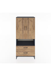 Hyperion Dolap 2 Raflı 2 Çekmeceli Tek Askılı 88x44x195 Antrasit-Çam