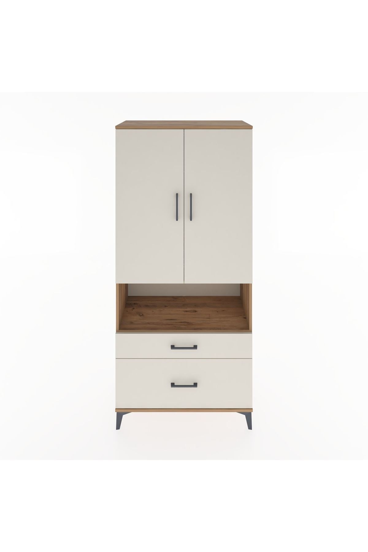 Hyperion Dolap 2 Raflı 2 Çekmeceli Tek Askılı 88x44x195 Çam-Aytaşı