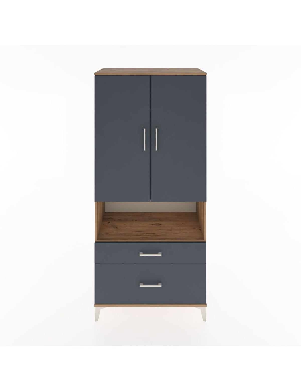 Hyperion Dolap 2 Raflı 2 Çekmeceli Tek Askılı 88x44x195 Çam-Antrasit