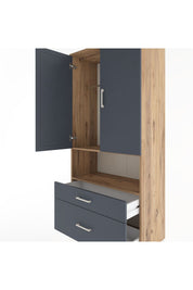 Hyperion Dolap 2 Raflı 2 Çekmeceli Tek Askılı 88x44x195 Çam-Antrasit