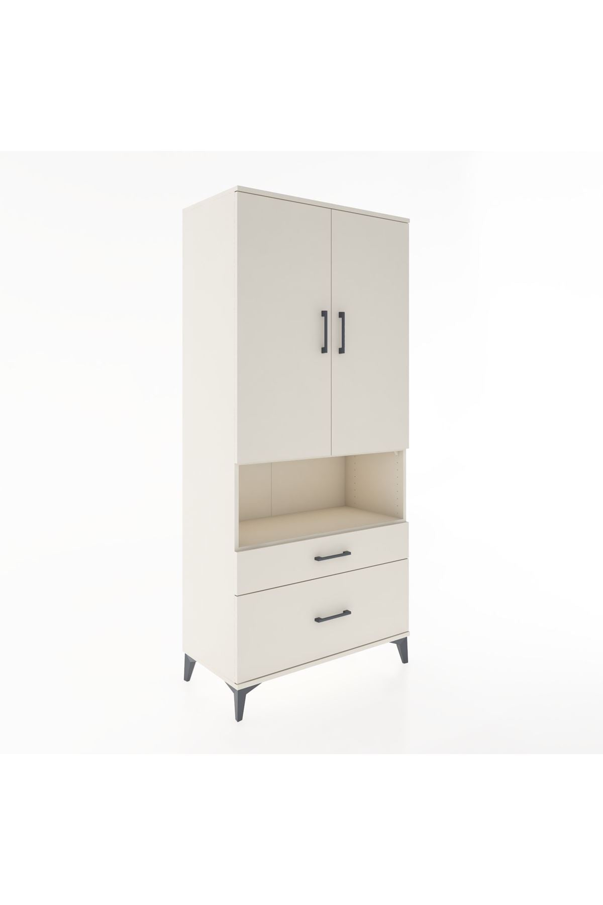 Hyperion Dolap 4 Raflı 2 Çekmeceli 2 Kapaklı 88x44x195 Aytaşı-Aytaşı