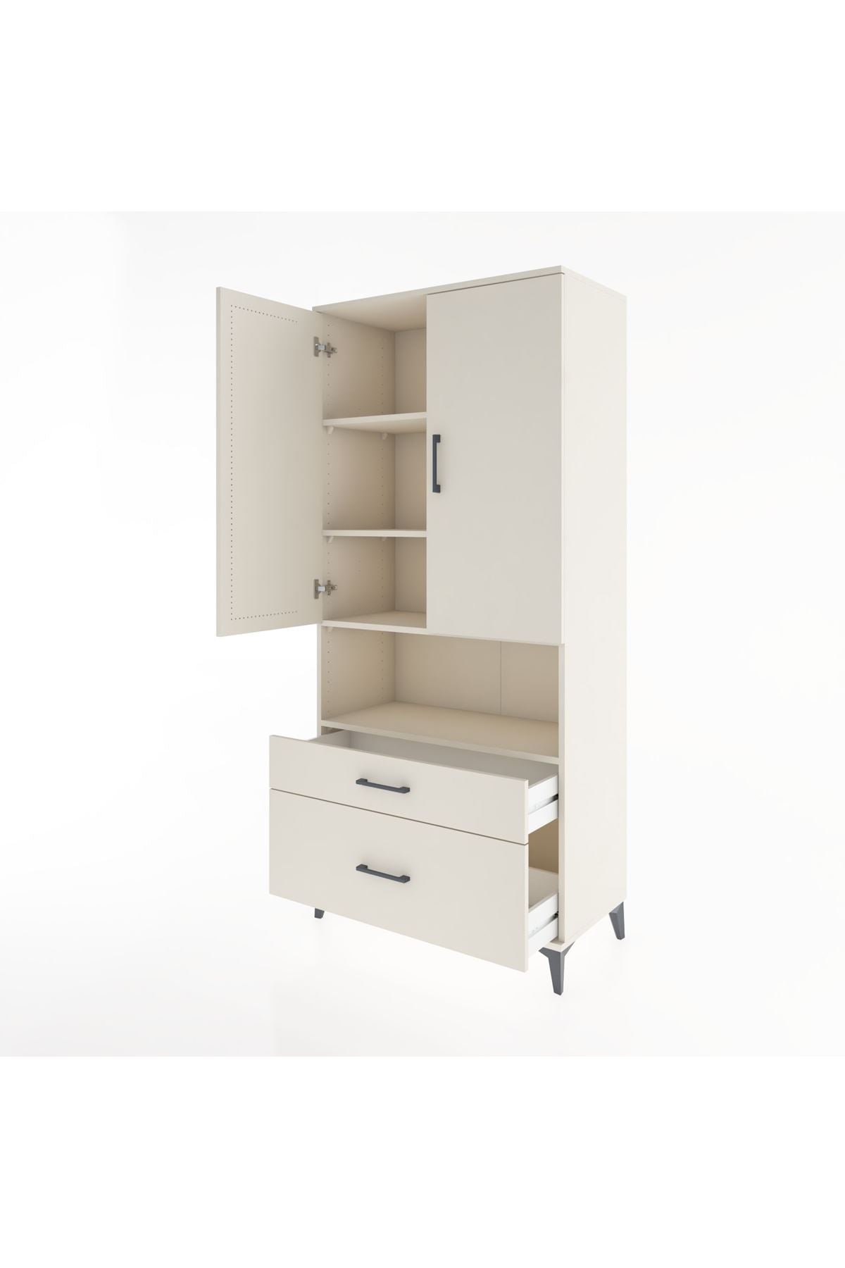 Hyperion Dolap 4 Raflı 2 Çekmeceli 2 Kapaklı 88x44x195 Aytaşı-Aytaşı